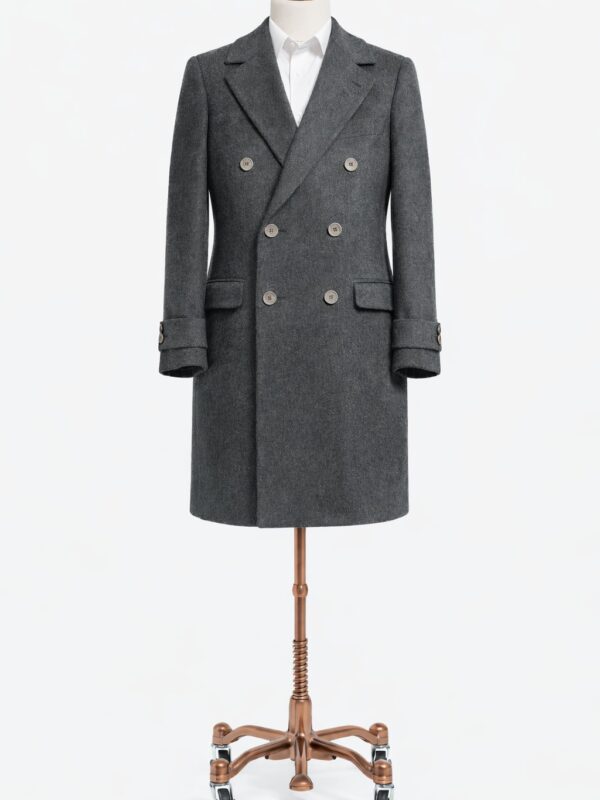 Gabardina Cruzada lana gris cenizo