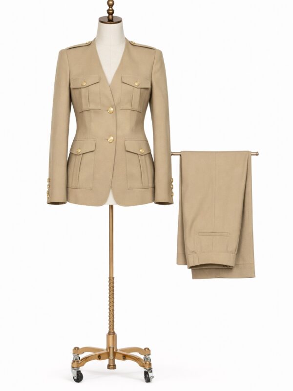 Mujer Chaqueta Beige con pantalón