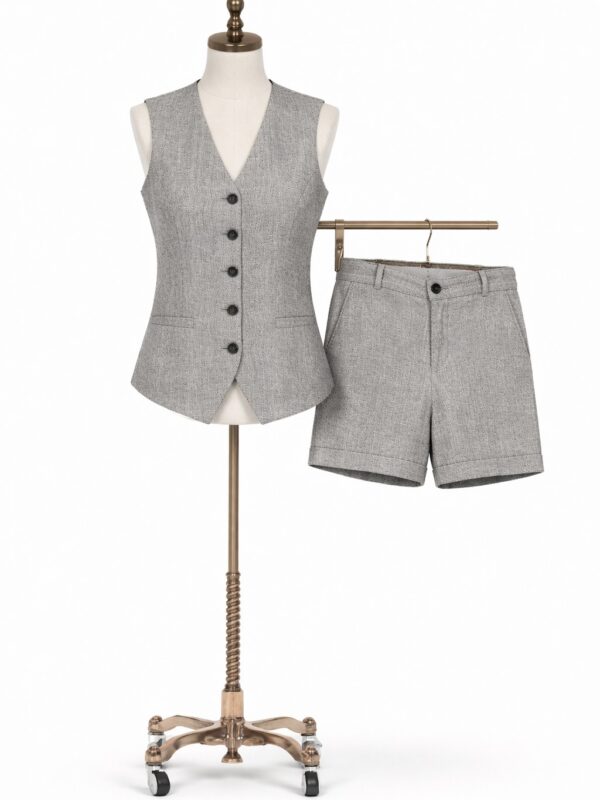 Mujer Conjunto de chaleco short gris