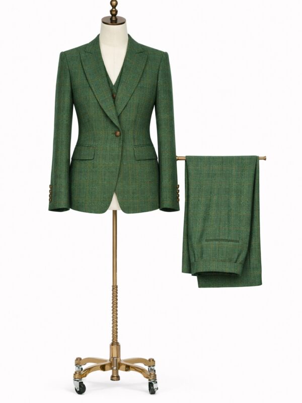 Mujer Traje 3 piezas lana verde