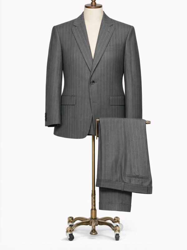 Traje 2 piezas de lana gris con rayas