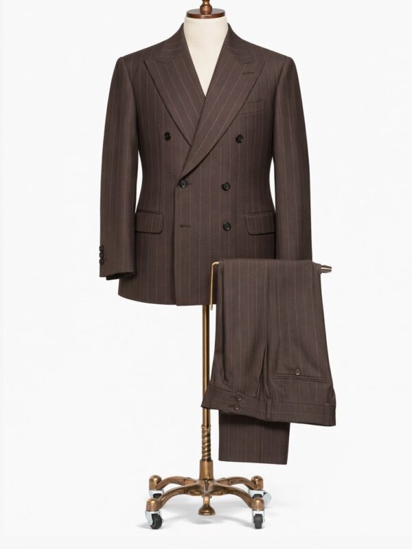 Traje cruzado 2 piezas lana café