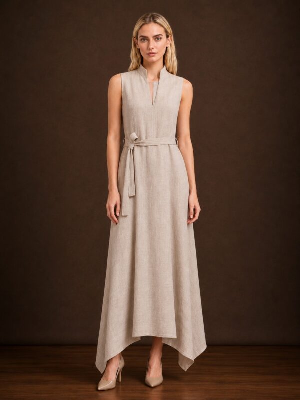 Vestido cuello mao