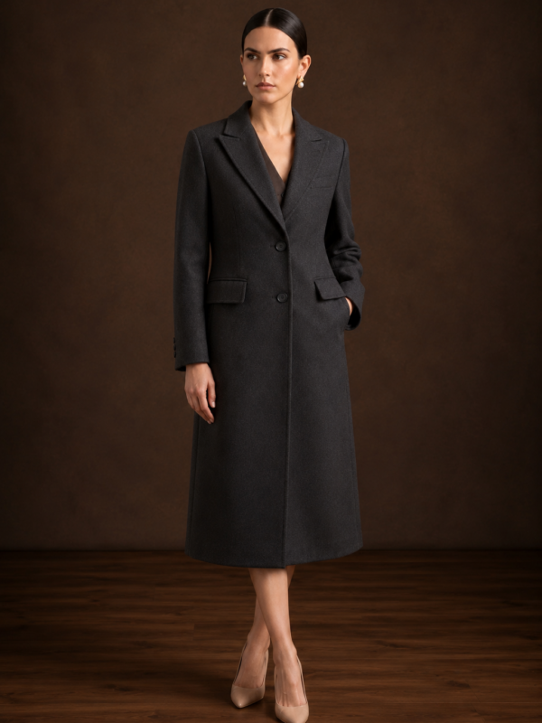 Abrigo Noir Cashmere Blend