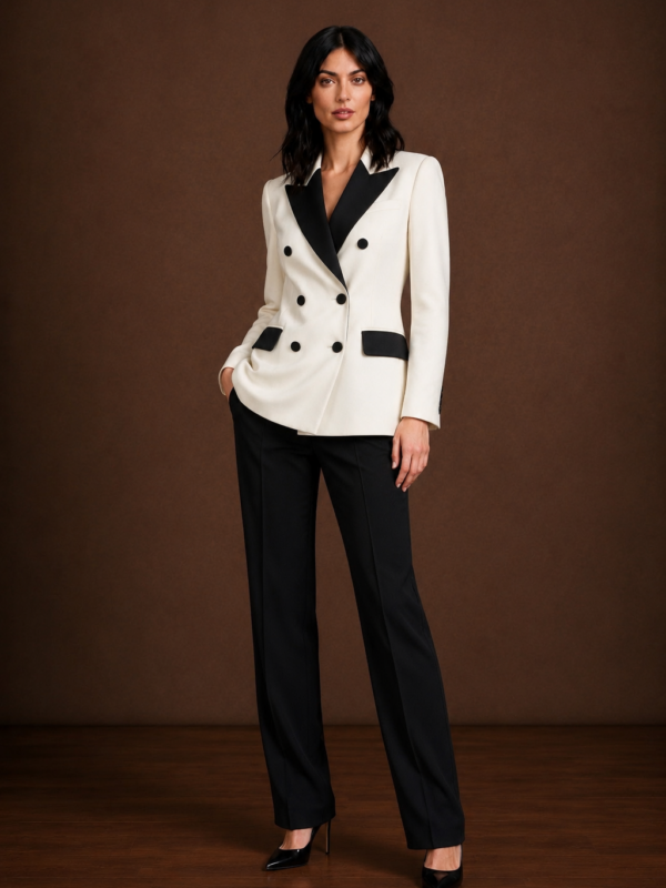 Blazer Esmoquin Bicolor Noir Ivoire