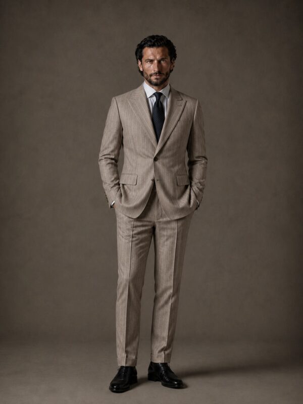 Traje Marrón Claro a Rayas Vitale Barberis Canonico