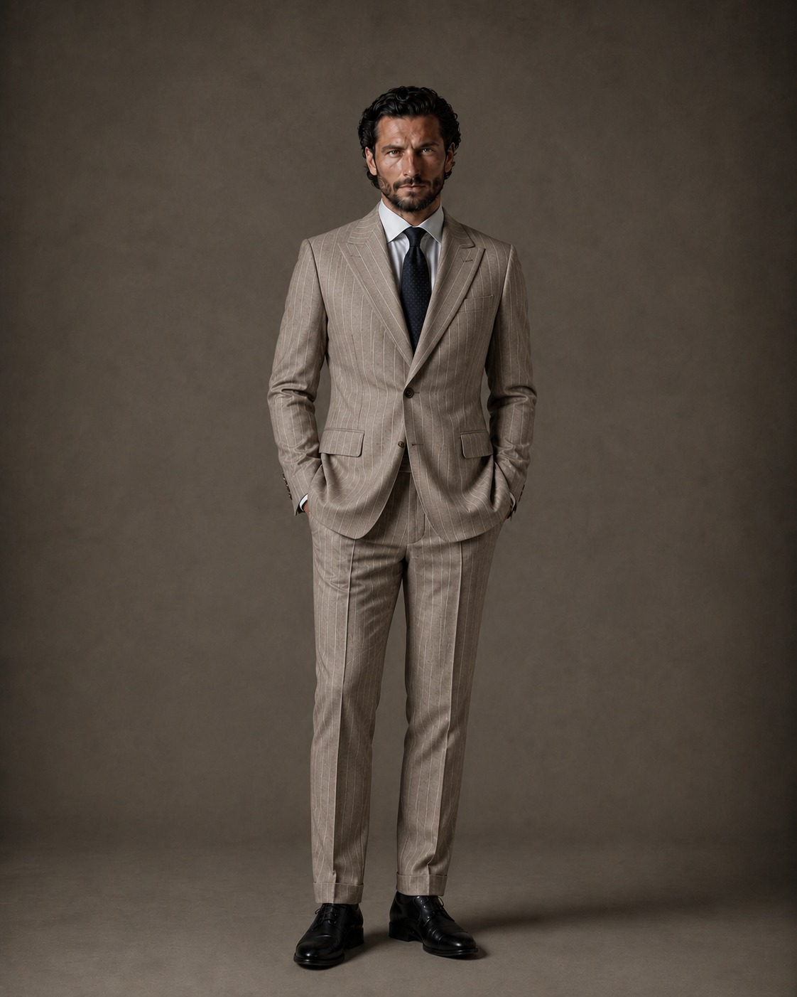 Traje Marrón Claro a Rayas Vitale Barberis Canonico
