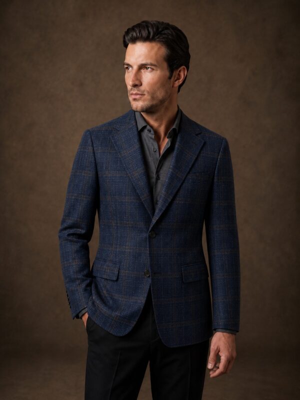 Blazer Azul Marino Cuadros Marzotto