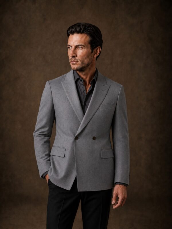 Saco Cruzado gris Oxford stretch