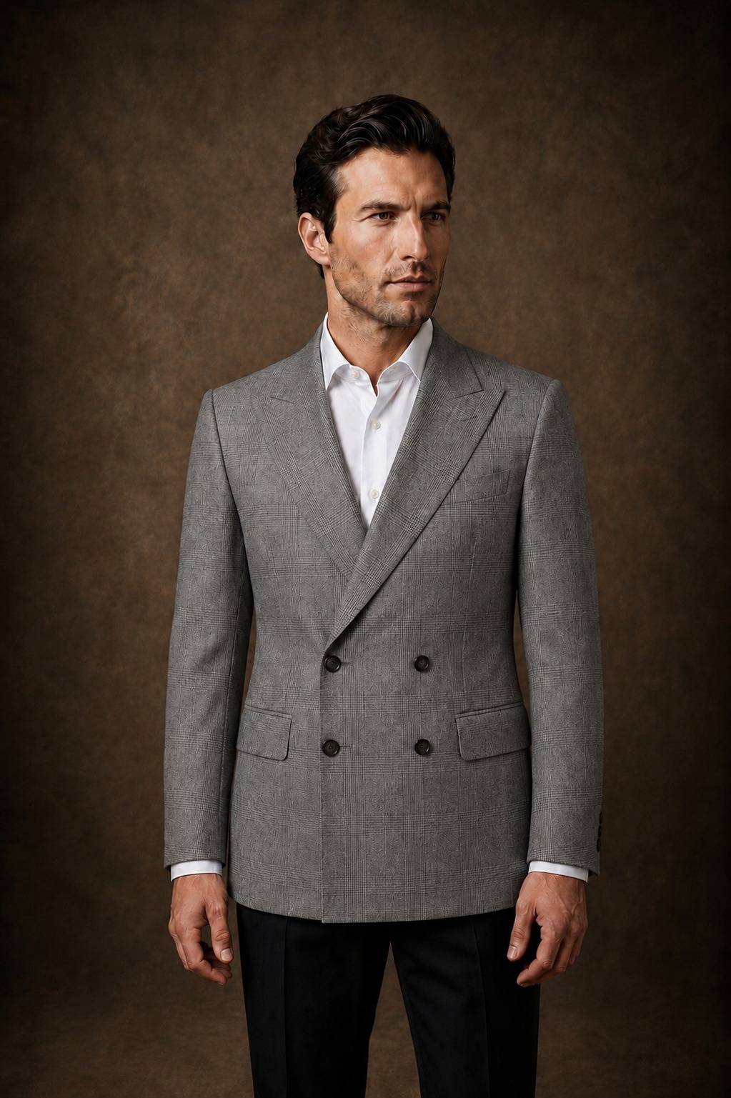 Blazer Cruzado Príncipe de Gales Gris