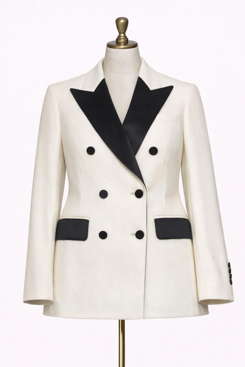 Blazer Esmoquin Bicolor Noir Ivoire - Image 2